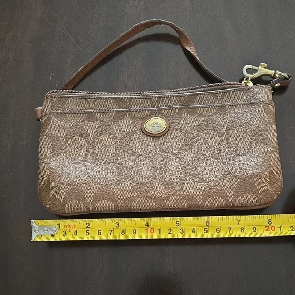 Coach Signature Tan Wristlet - Picture 2 of 15